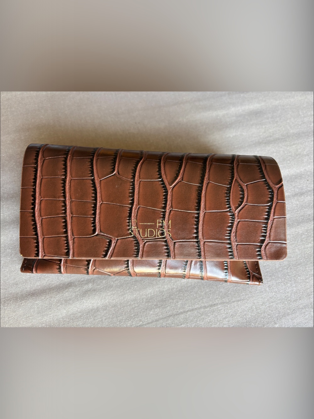 12PM Studios - Brown Croc-Embossed Leather Sunglasses Case